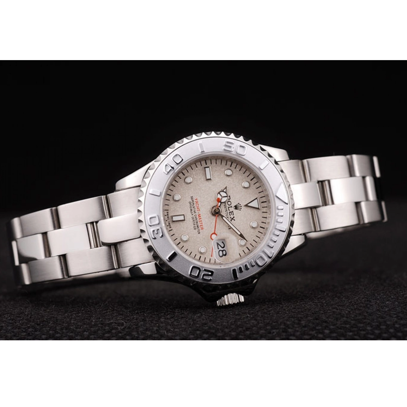 Aaa replica watch Beige Master Yacht Bezel Silver Dial Rolex 0610